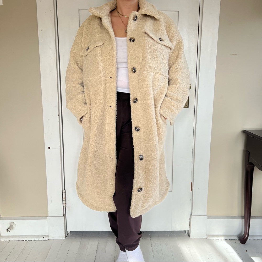 Women's Beige Sherpa Coat